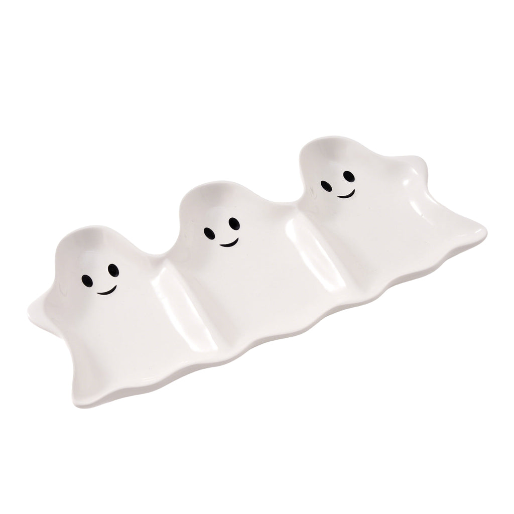 Way To Celebrate Halloween Three-Ghost Ceramic Serving Tray
