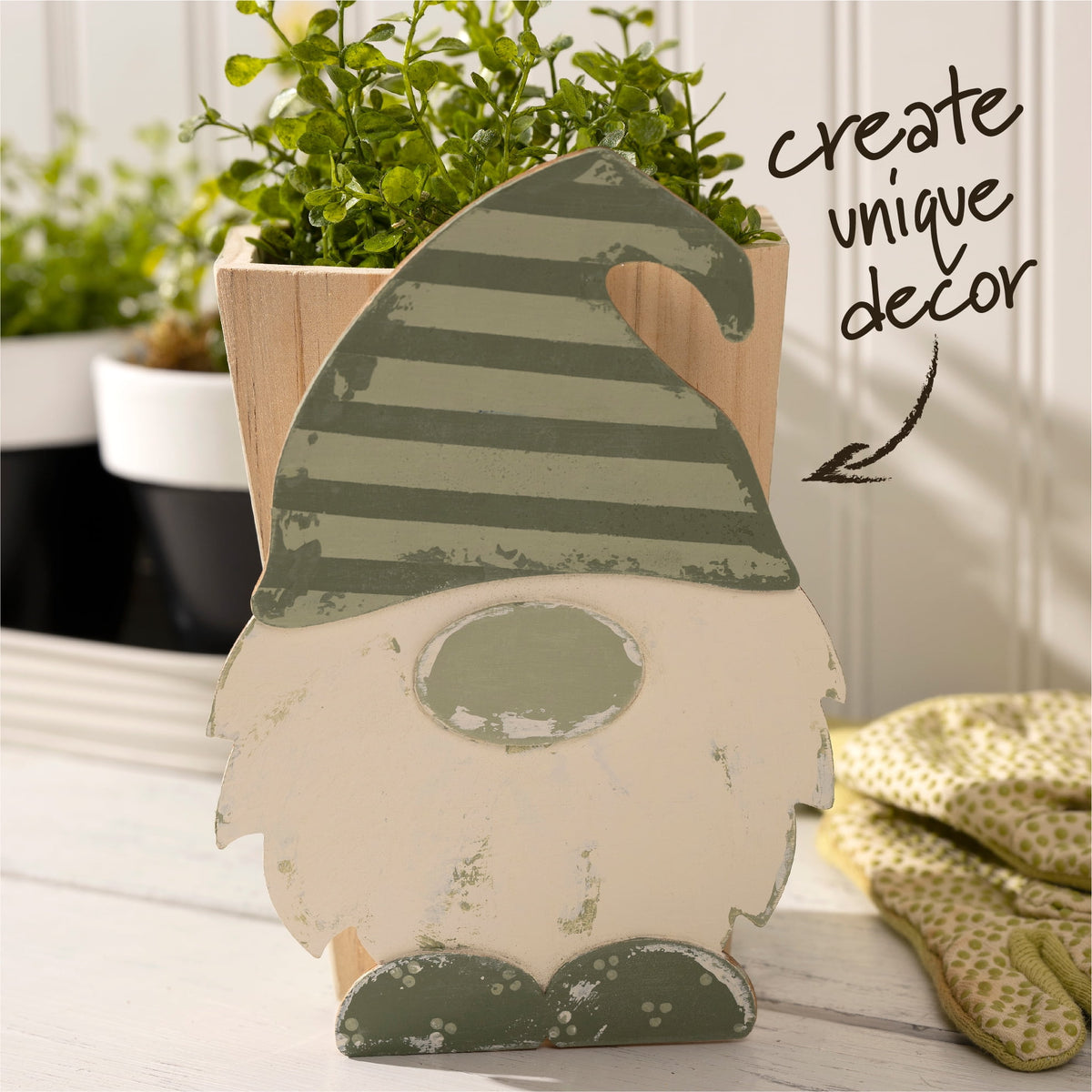 (2 pack) Plaid Surfaces Layered Wood Shape, Gnome