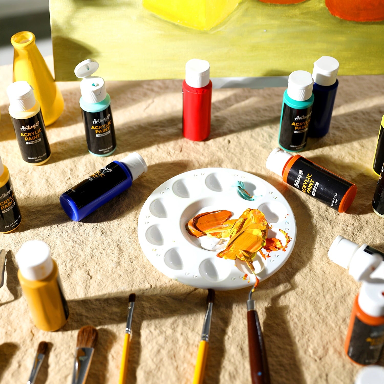 Artkey Acrylic Craft Paint Set, Festival, 24 Colors (2-Ounce)