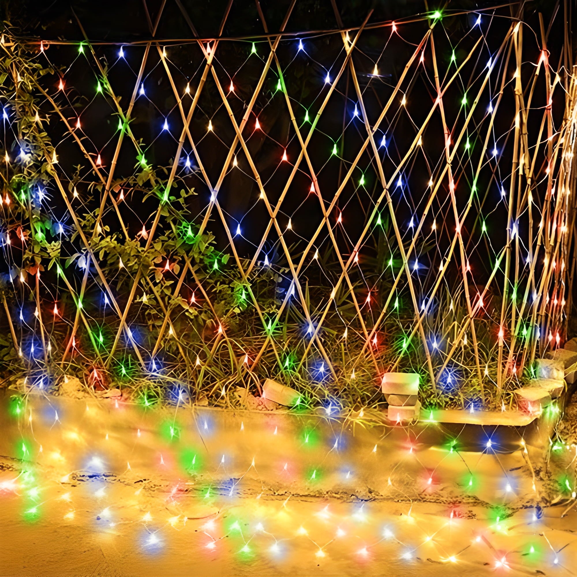 DAYBETTER Christmas Net Lights Outdoor, Warm White Waterproof Mesh Fairy String Lights, 12ft*5ft 360 LED with 8 Modes Plug in, for Bushes Garden Party Decoration