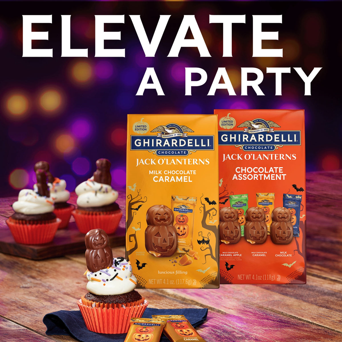 GHIRARDELLI Jack O' Lanterns Chocolate Assortment, 4.1 oz Bag