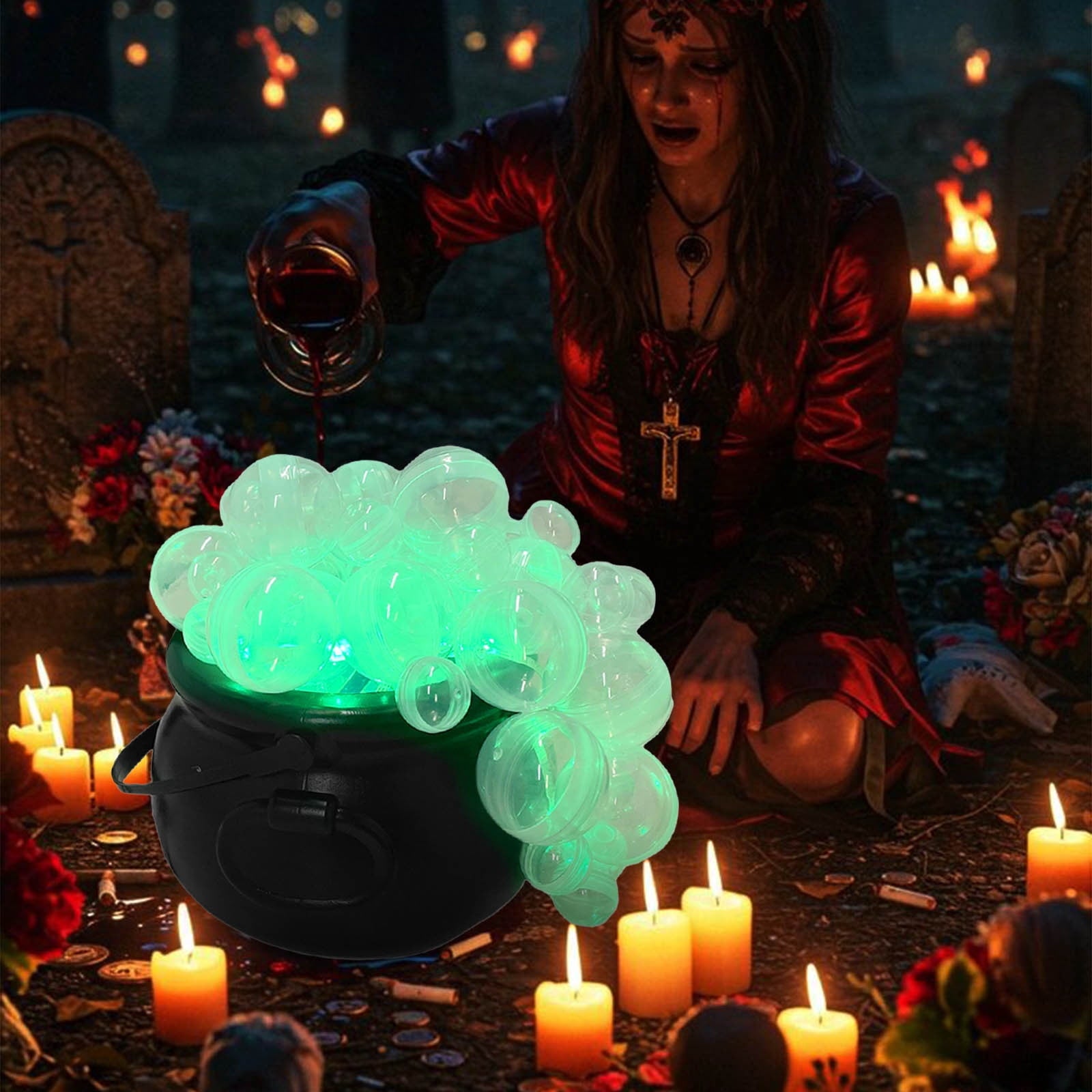 Muecwrye Halloween Decorations Outdoor, Halloween Clearance! Halloween Witches Cauldron on Tripod with Lights, DIY Bubbling Cauldron Set Decor for Home Porch Outside, Halloween Party Supplies