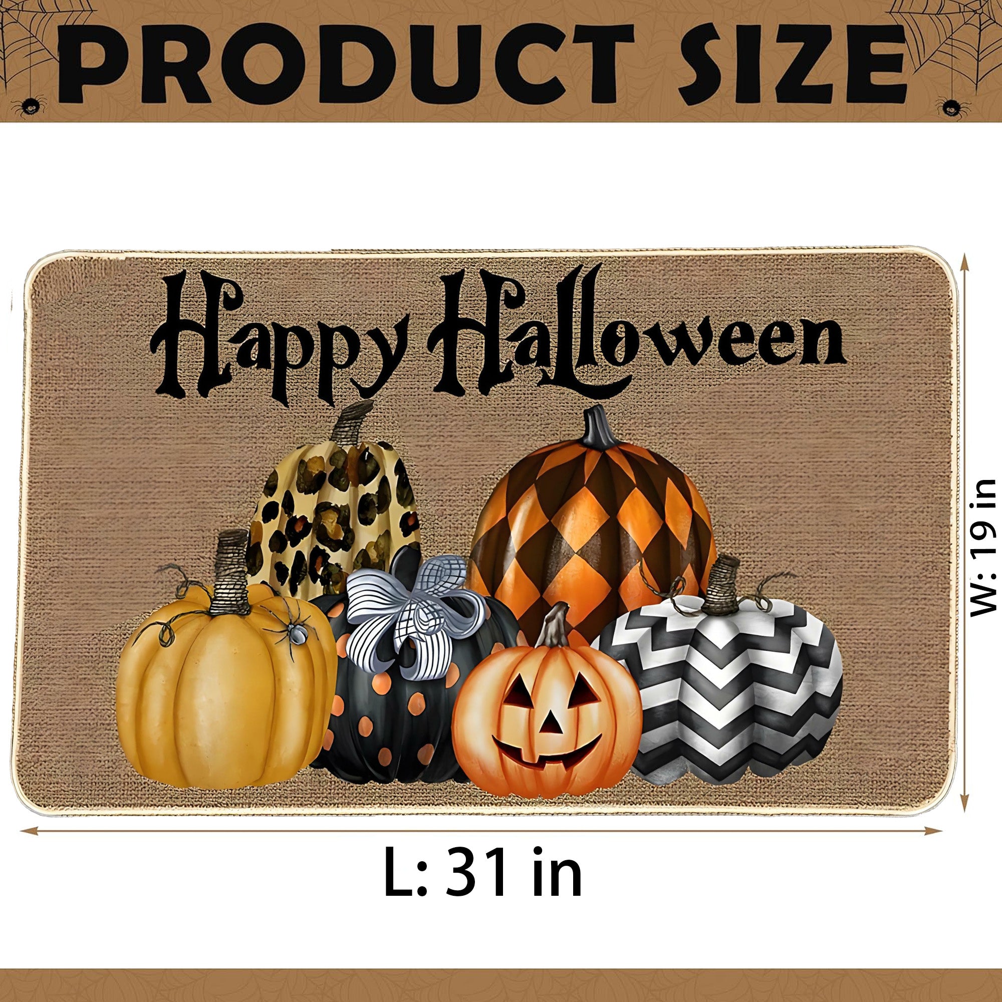 MYFLOCY Halloween Front Doormat 31x19 inch Indoor Outdoor Non Slip Floor Decoration ( Pumpkin Spooky )