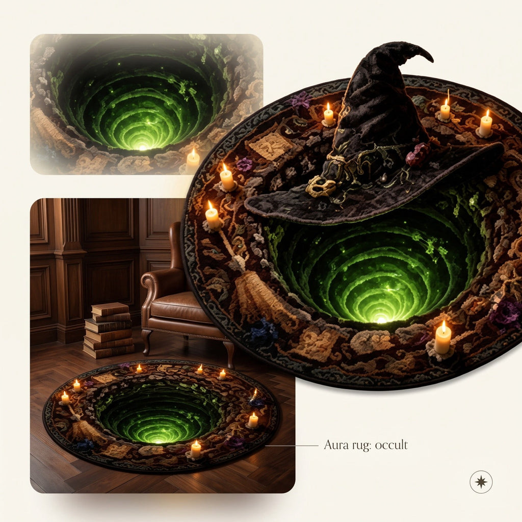 3D Halloween Round Rug, Illusion Halloween Round Mat, Funny Rug with Non-Slip Soft Visual Effect Door Mat for Living Room Indoor Decor
