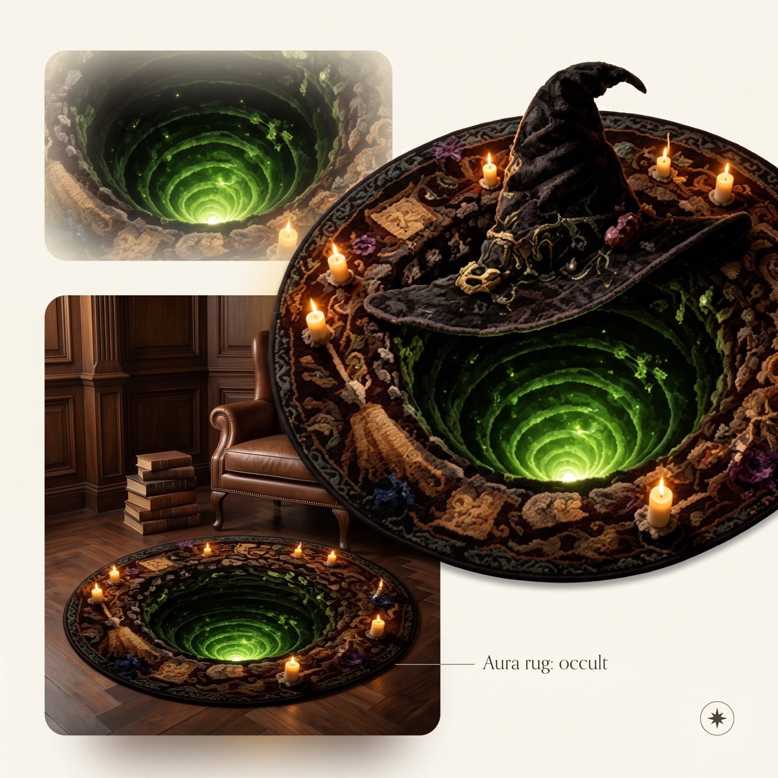 3D Halloween Round Rug, Illusion Halloween Round Mat, Funny Rug with Non-Slip Soft Visual Effect Door Mat for Living Room Indoor Decor