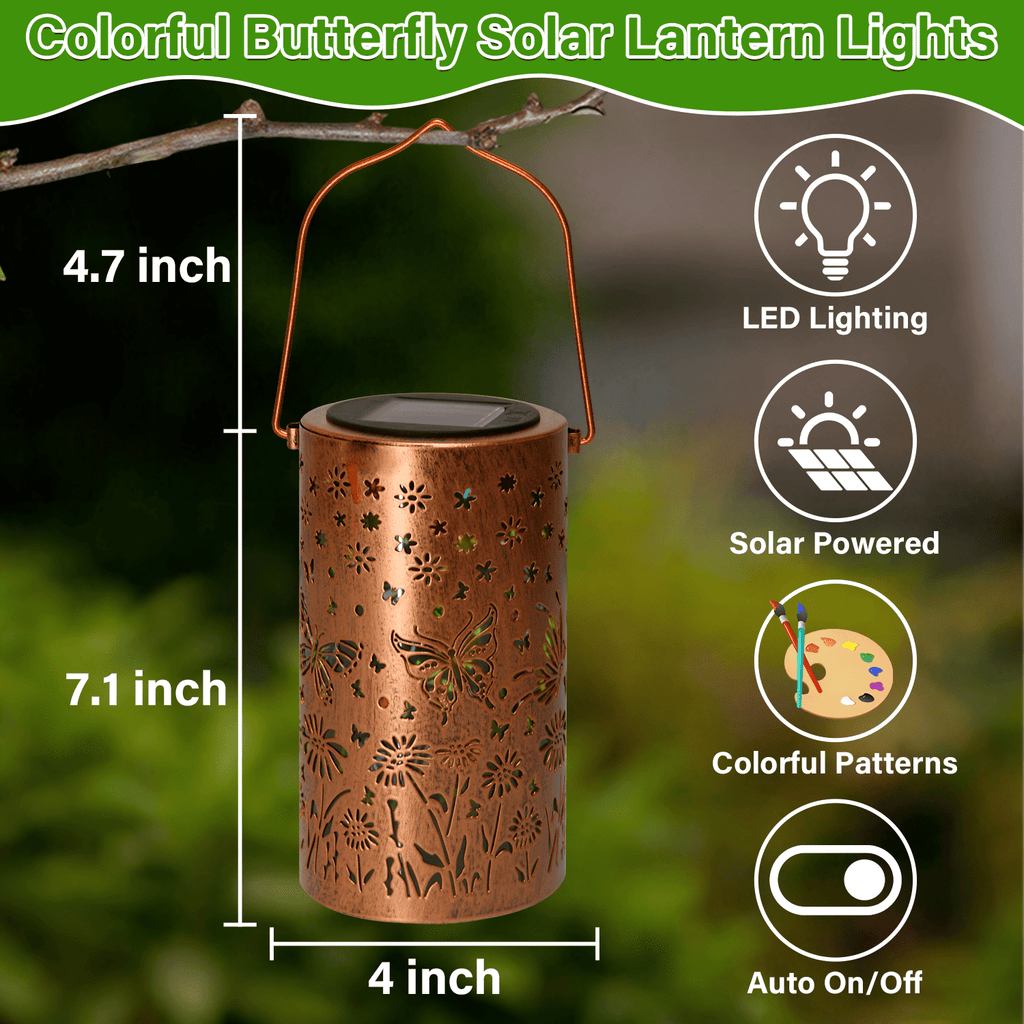 Colorful Solar Lanterns IP65 Outdoor Waterproof, Mother's Day Gifts for Women Mom Grandma - LED Colorful Sunflower Solar Lights Metal Hanging Lantern for Patio Yard Porch