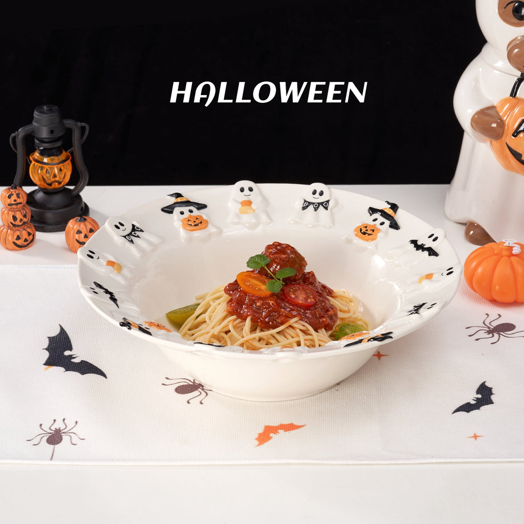 Way To Celebrate Halloween Ghost Ceramic Stoneware Serving Bowl, White