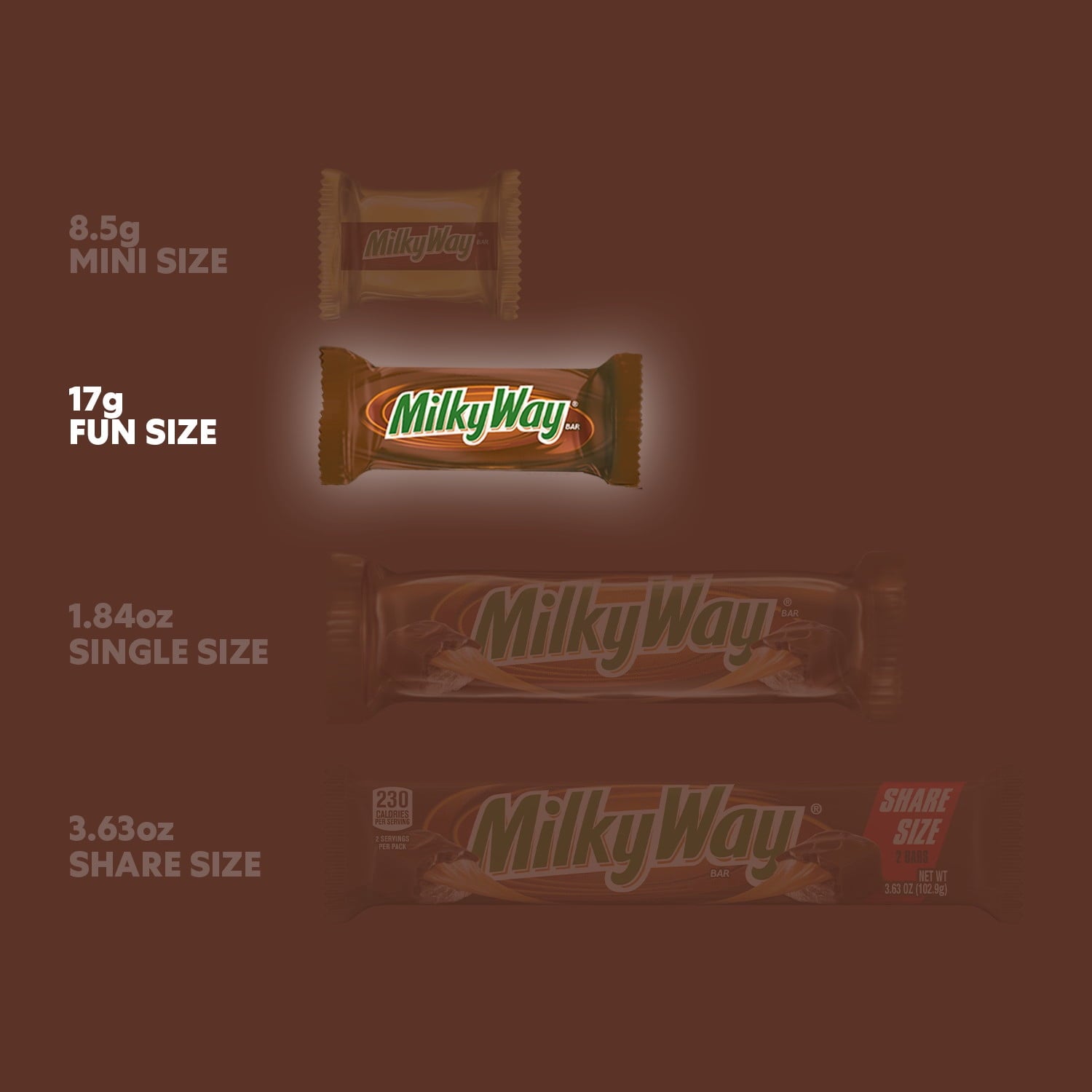 Milky Way Caramel Nougat Fun Size Halloween Chocolate Bars, Treating Bag - 7.69 oz Bag