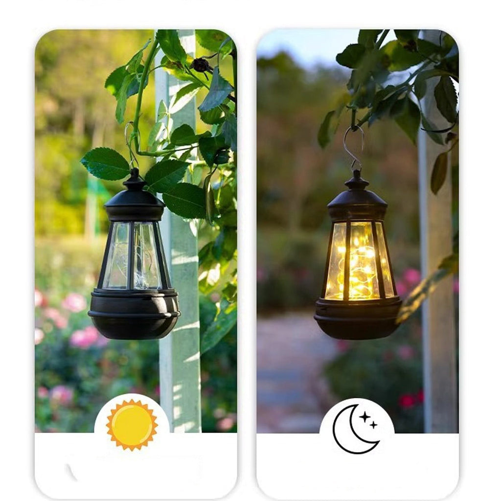 3.35IN Vintage Mini Solar Hanging Lantern Lights, Warm Fairy String LED Solar Powered Outdoor Lanterns, Waterproof Retro Solar Hanging Lights for Garden Tree Patio Yard Porch Decor