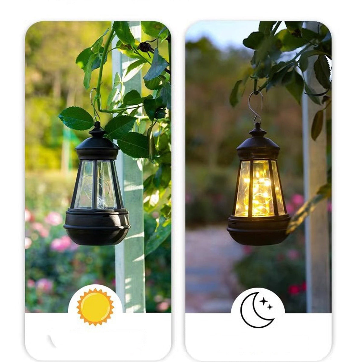 3.35IN Vintage Mini Solar Hanging Lantern Lights, Warm Fairy String LED Solar Powered Outdoor Lanterns, Waterproof Retro Solar Hanging Lights for Garden Tree Patio Yard Porch Decor