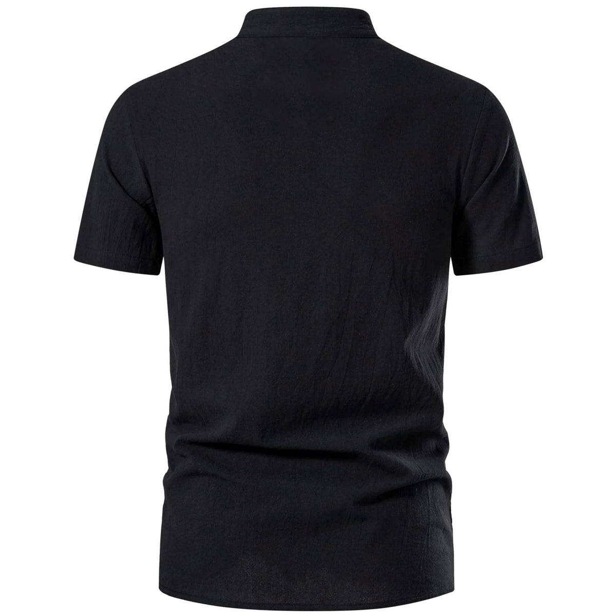 HAOMEILI Men's Cotton Linen Lace-Up V-Neck Short Sleeve Shirt