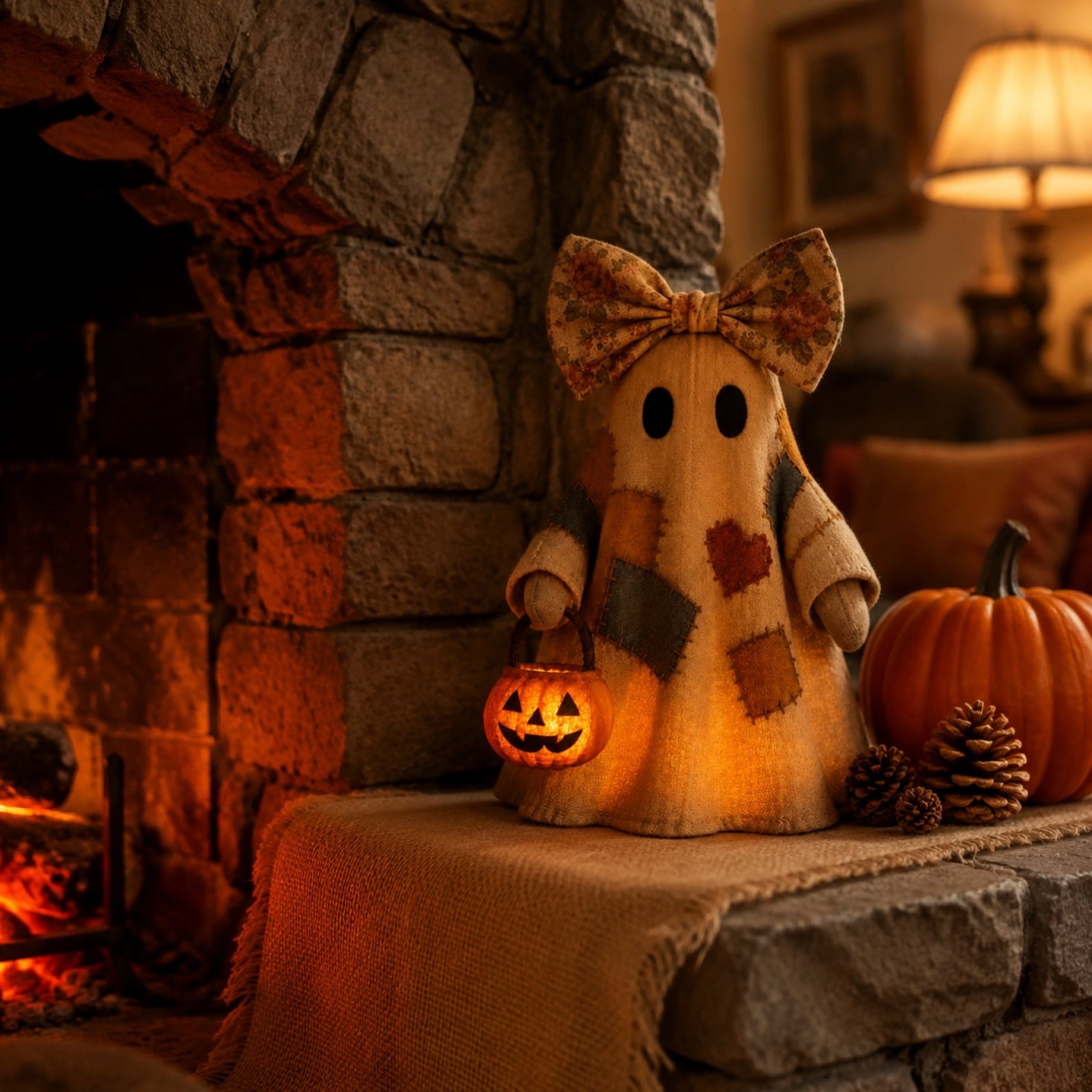 YZEGDCH Halloween 3D Ghost Campfire Flickering Night Light 2 Funny Roasting Marshmallows at Campfire LED Electric Faux Flameless Campfire Nightlight Funny Halloween Decor
