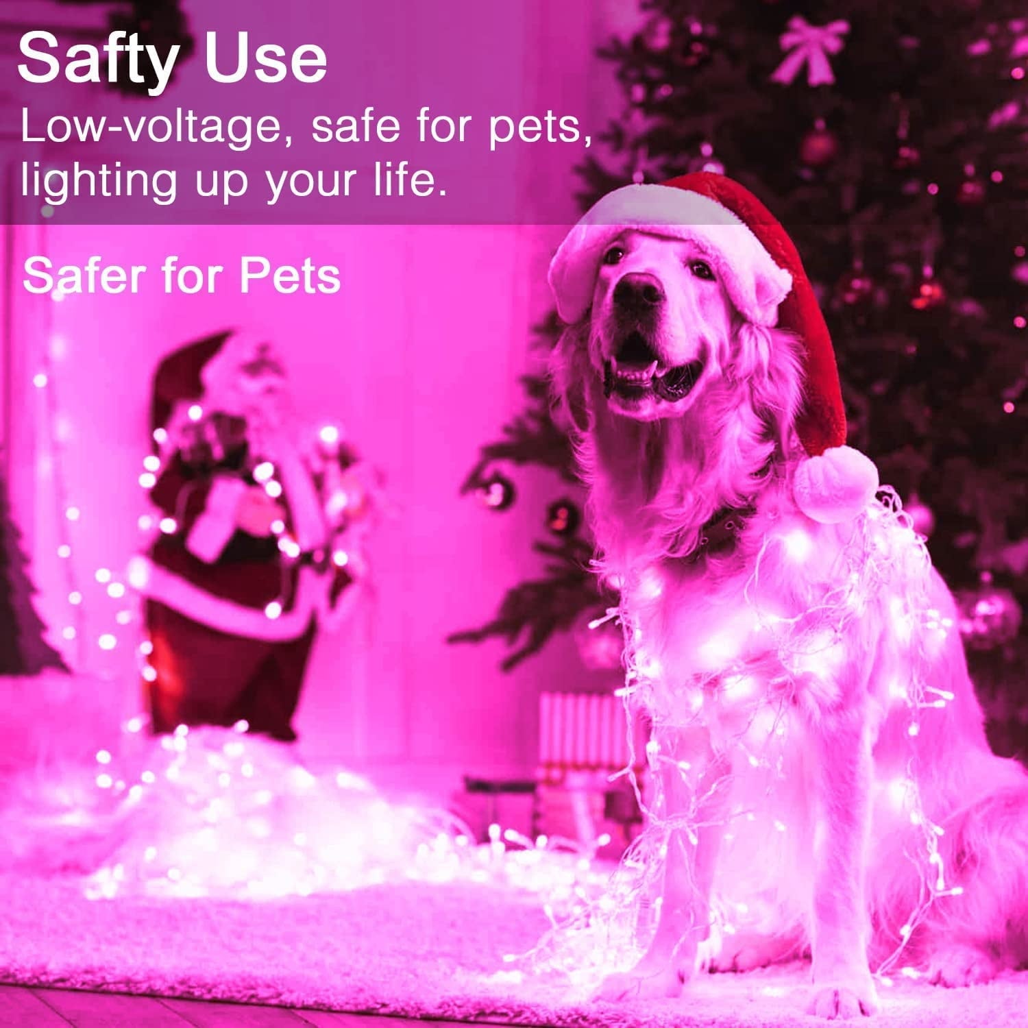 33ft 100 LED Pink Battery Lights for Bedroom, Pink Christmas String Lights with 8 Modes Remote Indoor Outdoor, Fairy Twinkle Lights for Room Party Tree Valentine