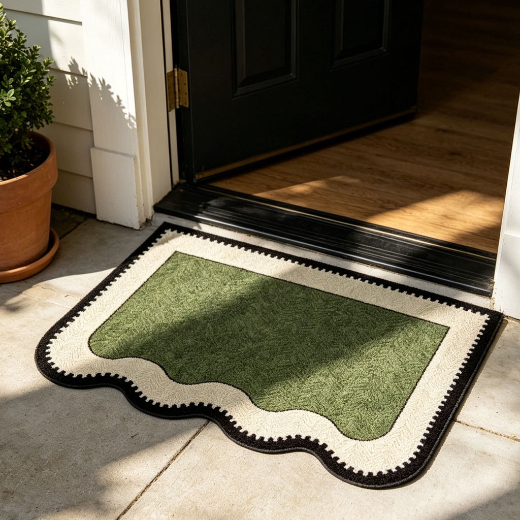Front Door Mat Indoor Outdoor Entrance Rug, Semicircular Entrance Mat, Half Round Waterproo Non-Slip Durable Rubber Doormat for Garage, Patio, 29.5 inch