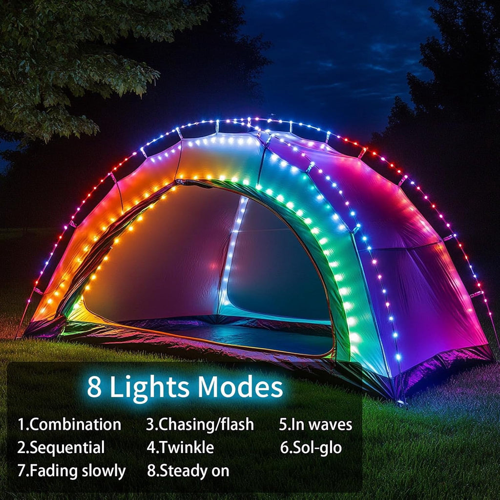 Solar Rope Lights Outdoor Waterproof 100LED Tube String Lights with USB Rechargeable Timer 8 Modes Dimmable Twinkle Fairy String Light for Trampoline Yard Pool Party Wedding Christmas