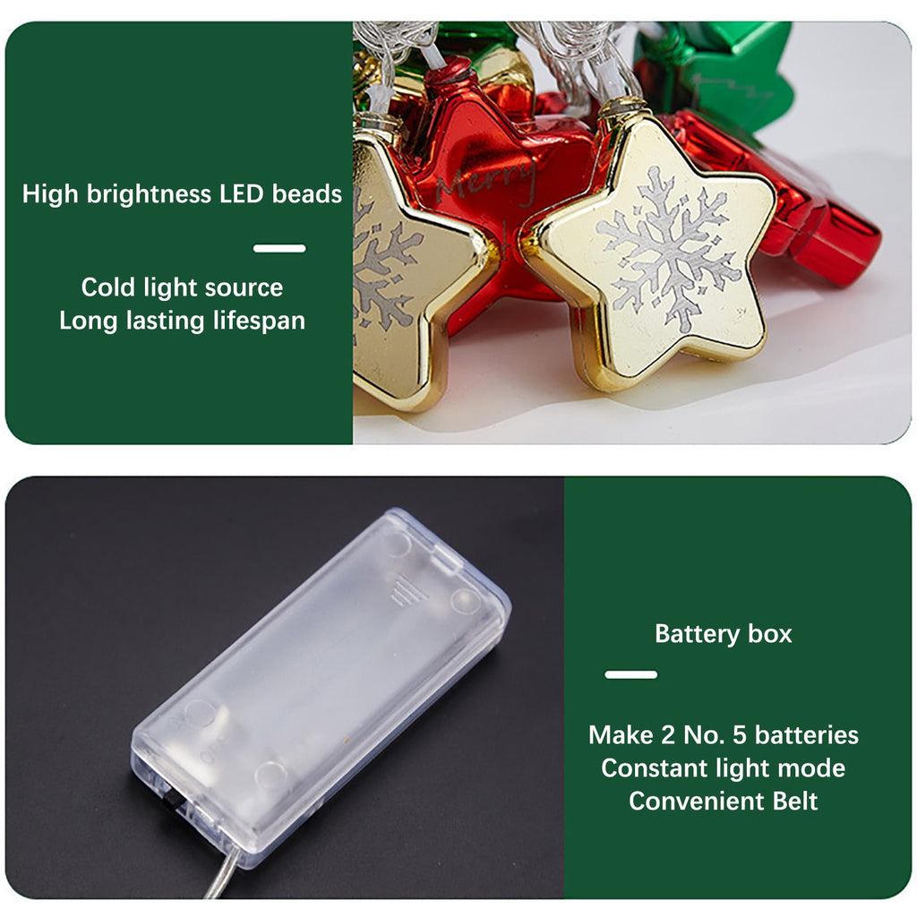 Stijggn Christmas String Lights Outdoor Christmas Decorations LED Xmas Warm White Lights Hanging Decors Battery Operated Indoor Window Lights for Yard and Patio Christmas Decor