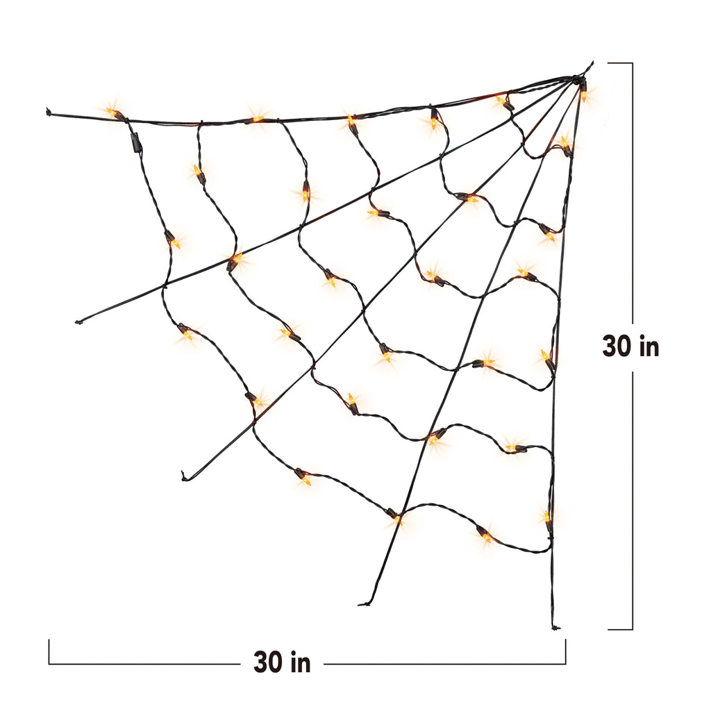 Indoor/Outdoor 30-Count LED Corner Web Lights, Multicolor, 30" x 30", Halloween by Way To Celebrate