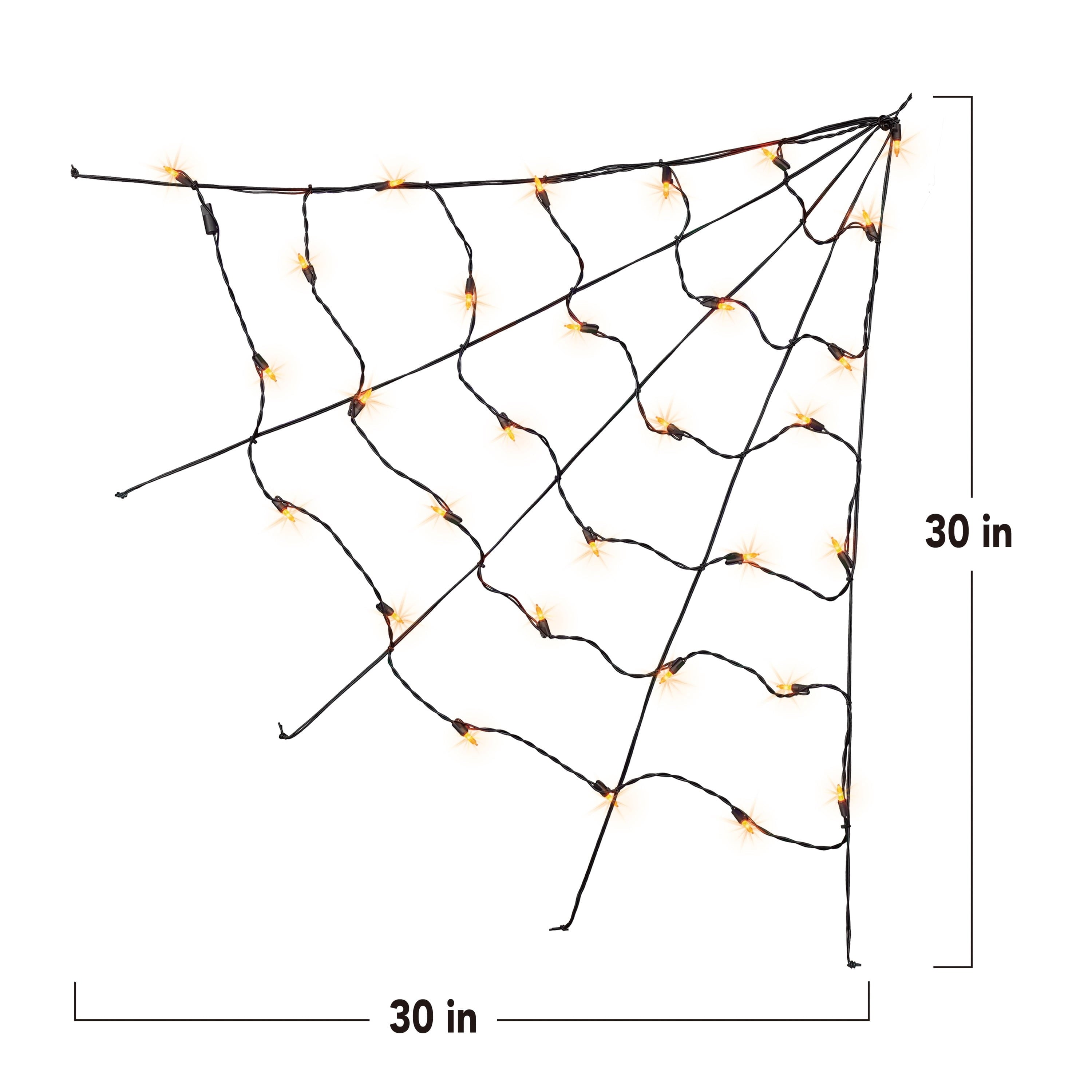 Indoor/Outdoor 30-Count LED Corner Web Lights, Multicolor, 30" x 30", Halloween by Way To Celebrate