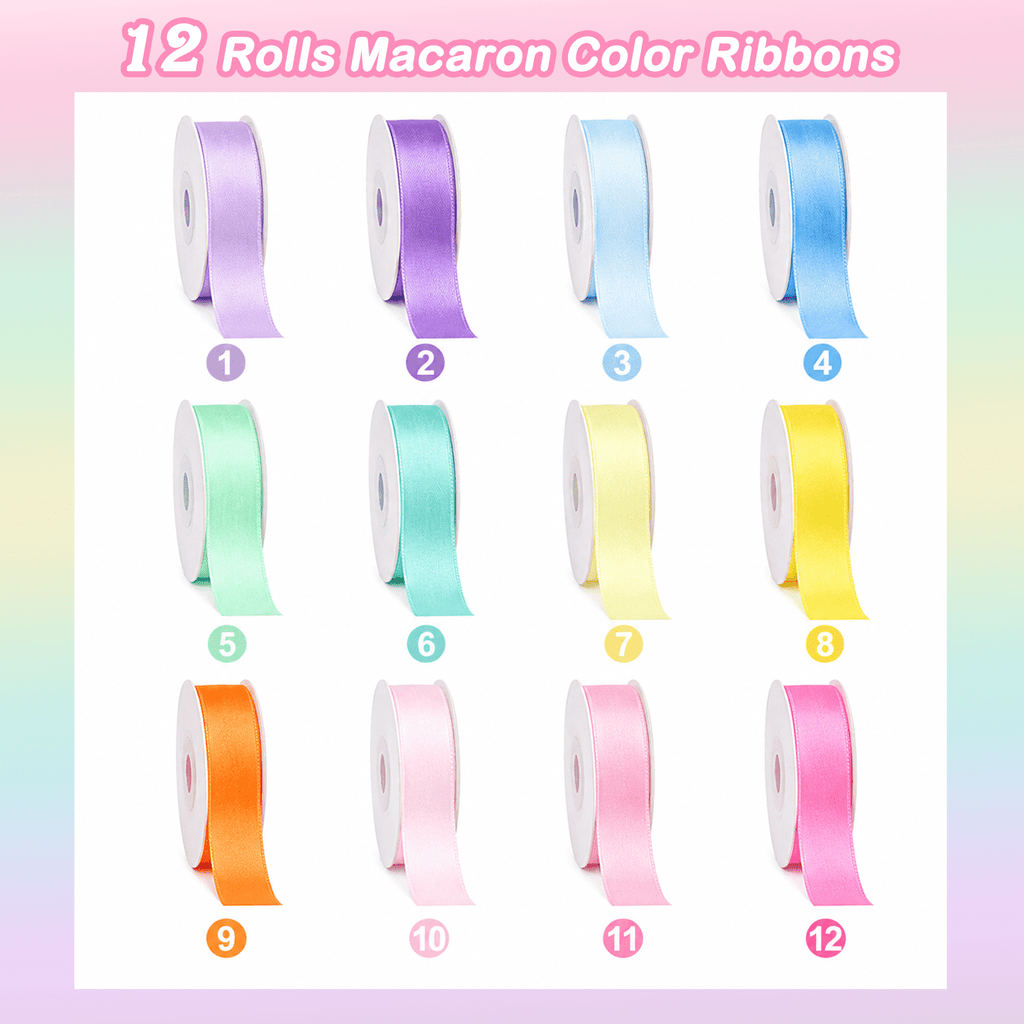 Yarniss Satin Ribbon Roll, 3/8 Inch, Double Faced Polyester, 20 Rolls, 100 Yards, for Crafts & Gift Wrapping