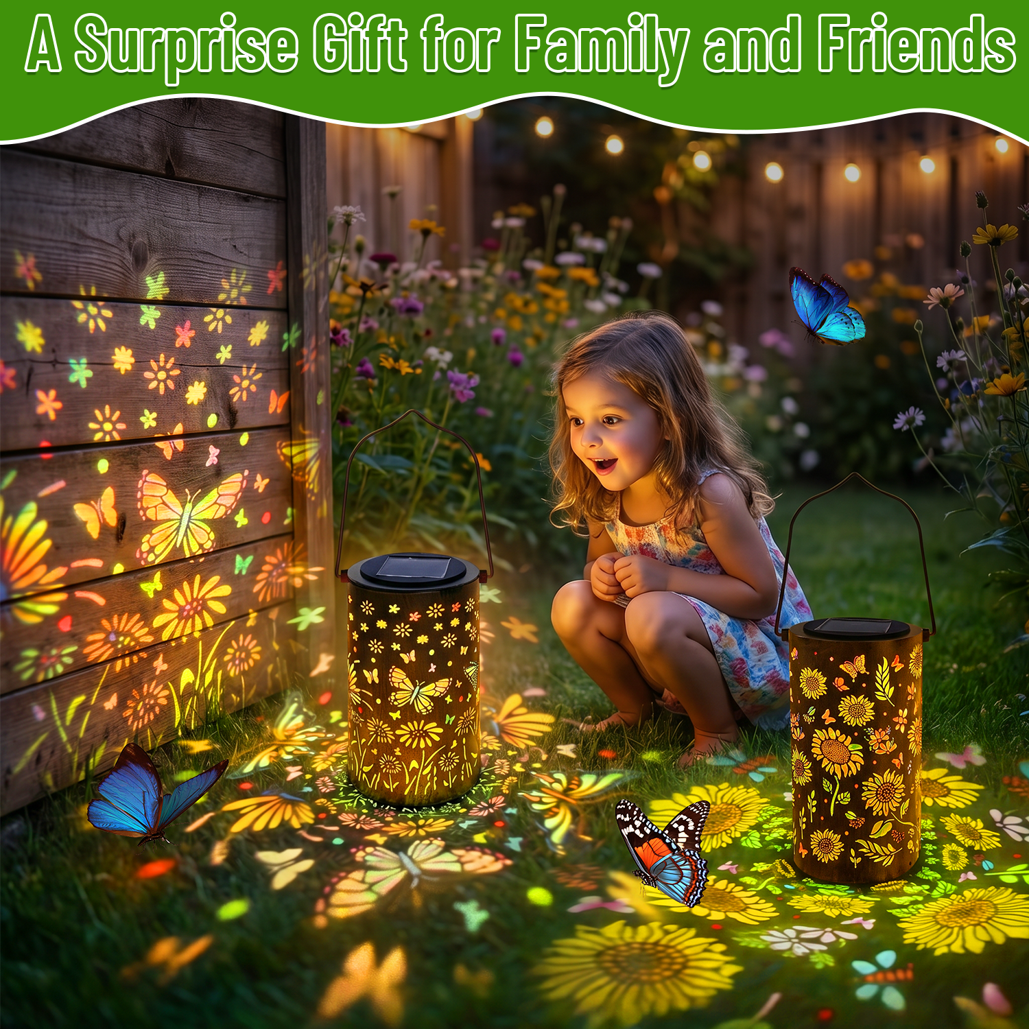Colorful Solar Lanterns IP65 Outdoor Waterproof, Mother's Day Gifts for Women Mom Grandma - LED Colorful Sunflower Solar Lights Metal Hanging Lantern for Patio Yard Porch