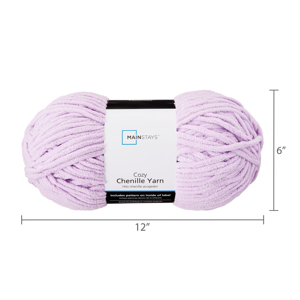 Mainstays Cozy Chenille Yarn, 220 yd, Arctic White, 100% Polyester, Bulky