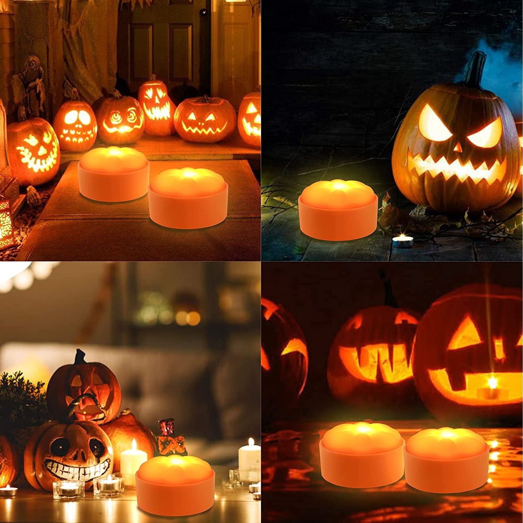 Deago Halloween LED Pumpkin Lights with Remote and Timers Battery Operated Orange Jack-O-Lantern Lights Flameless Candles for Halloween Decorations
