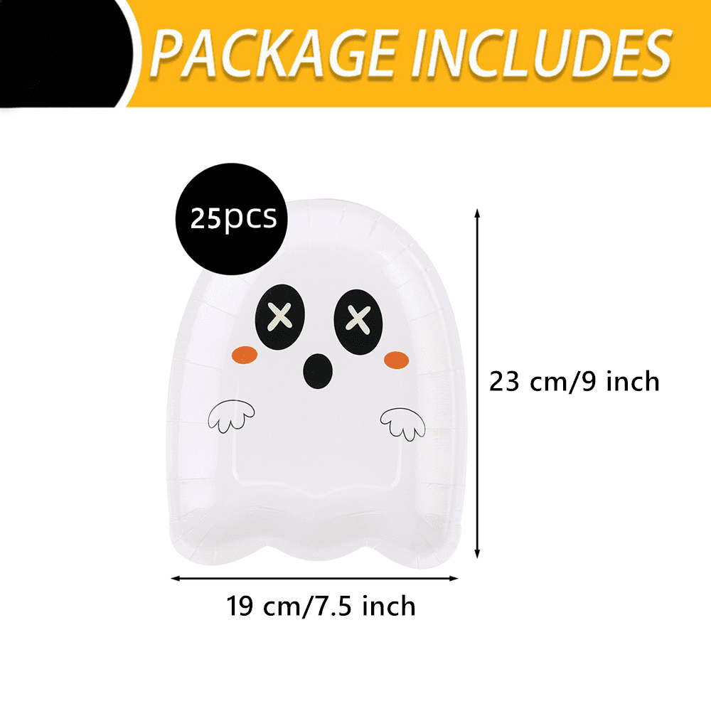 25Pcs Halloween Pumpkin Plates, Disposable Paper Dessert Plates Tableware Party Supplies for Halloween Party Decorations