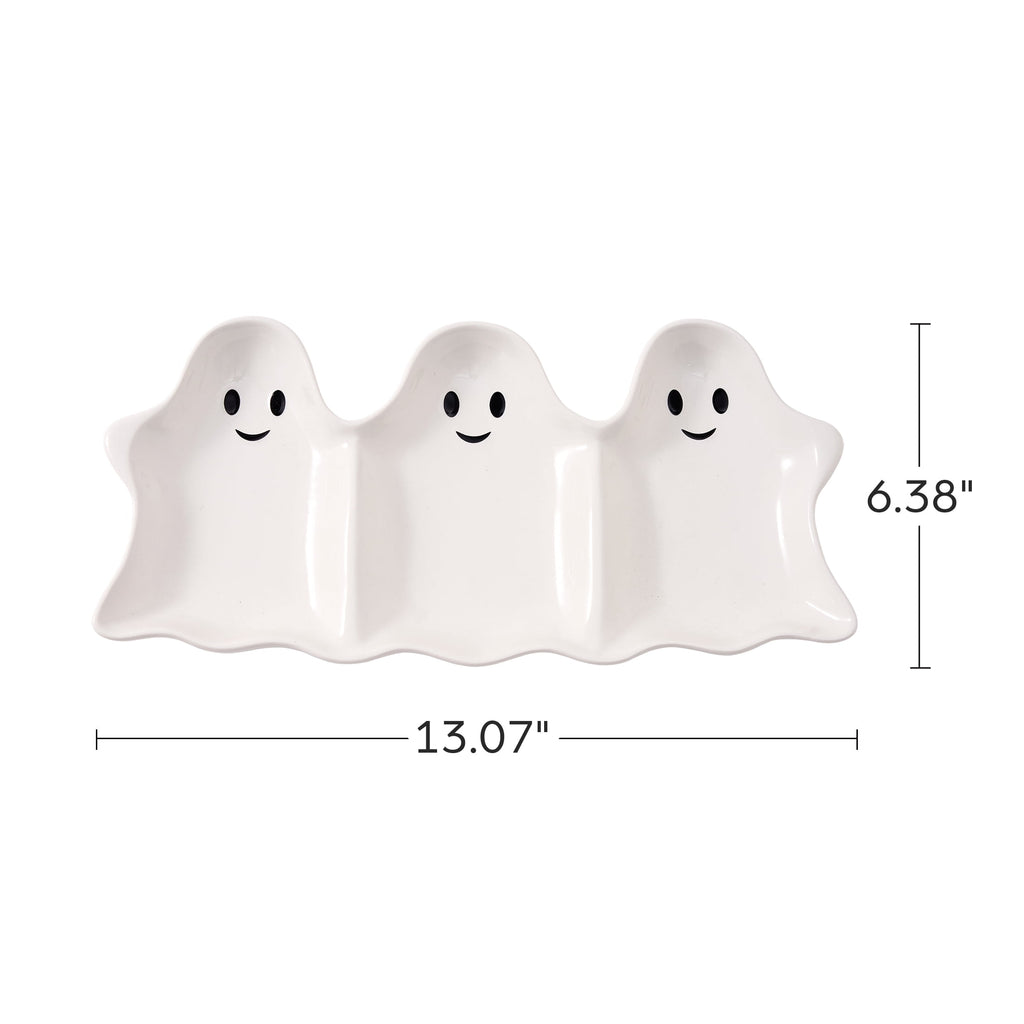 Way To Celebrate Halloween Three-Ghost Ceramic Serving Tray