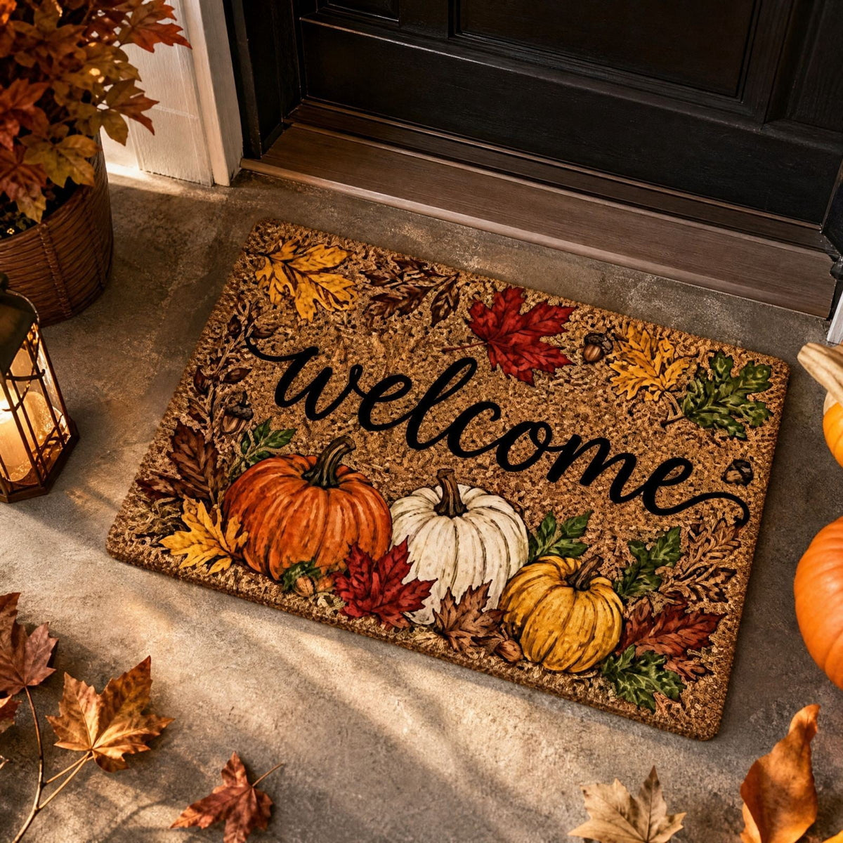 Autumn Door Mat for Entryway, 16x24 Inch, Fall-Themed Floor Doormat for Home Decor, Non-Slip Rug Mat for Living Room, Kitchen, Bedroom, Gifts for Fall Lovers (E)