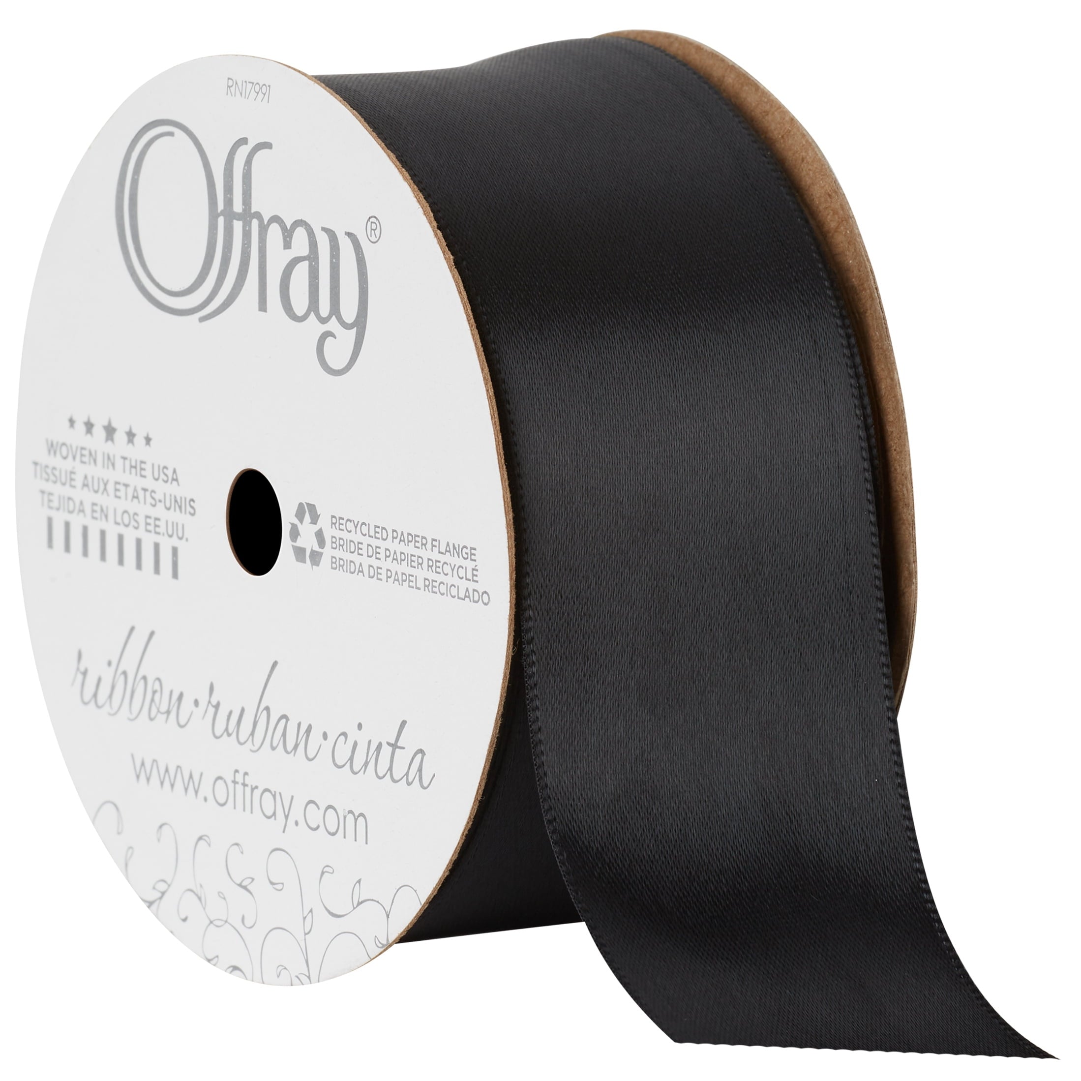 (2 pack) Offray Ribbon, Red 1 1/2 inch Double Face Satin Polyester Ribbon, 12 feet