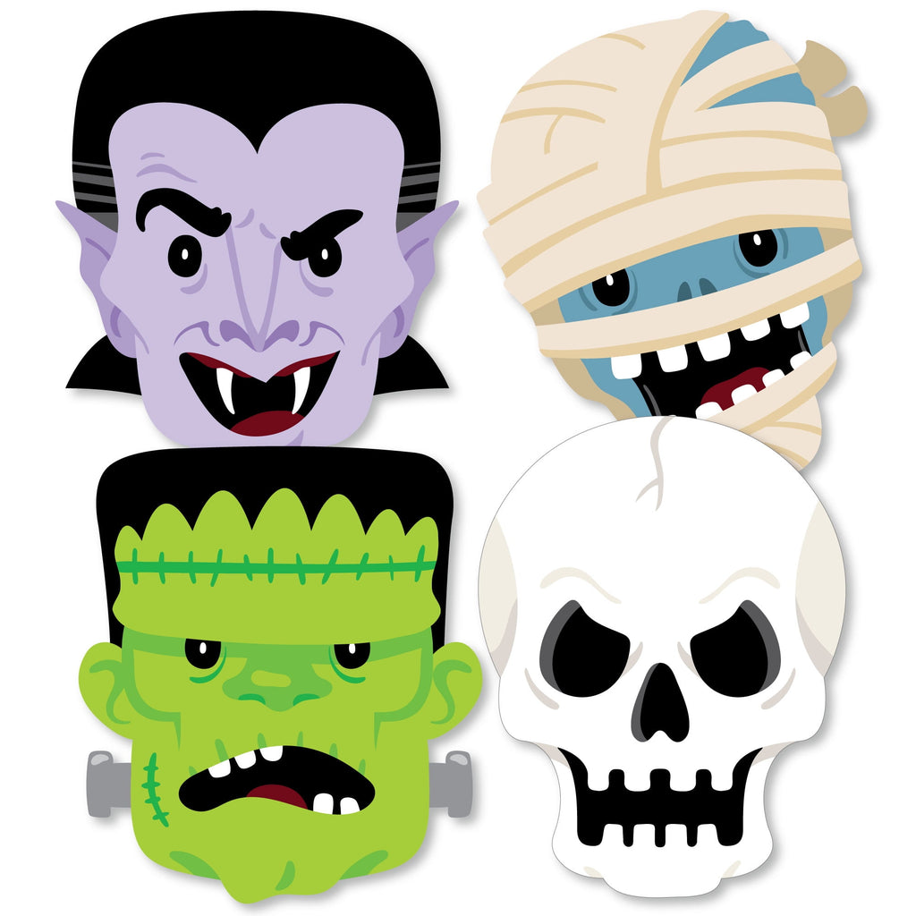 Big Dot of Happiness Halloween Monsters - Decorations DIY Skeleton, Dracula, Frankenstein, and Mummy Party Essentials - Set of 20