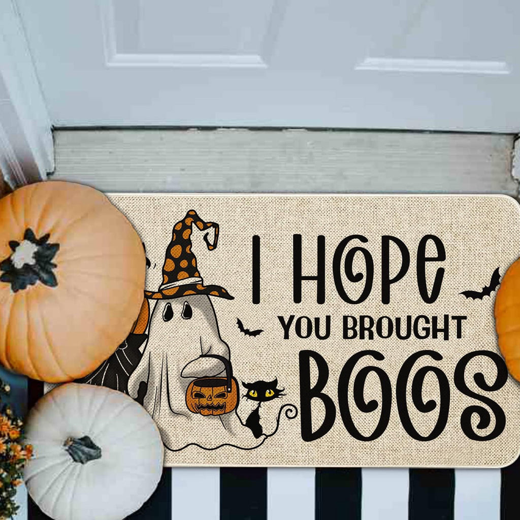 BOOHIT Halloween Door Mat 31x19 Inch Indoor Outdoor Entrance Floor Home Decoration (Pumpkin Head Spooky)