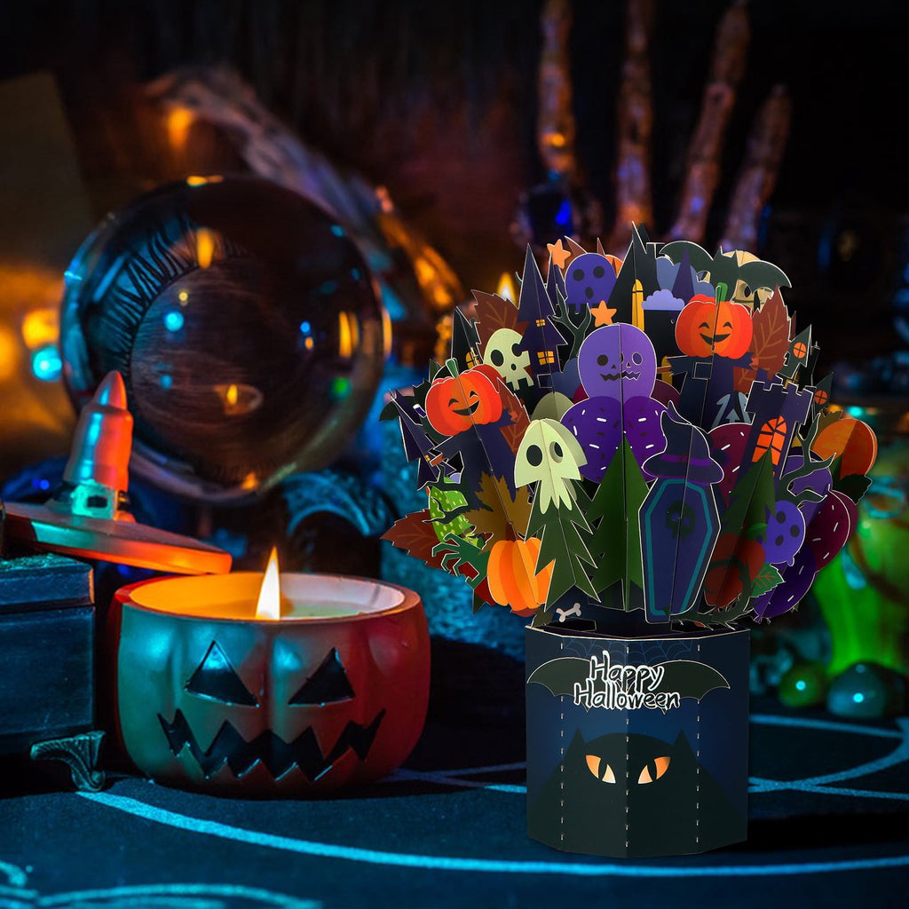 WaaHome Halloween Pop Up Card 3D Spooky Pumpkin Halloween Greeting Pop Up Cards Happy Halloween Cards with Envelope&Notecard Funny Halloween Gifts Card for Kids Adults Boyfriend Girlfriend Party Favor