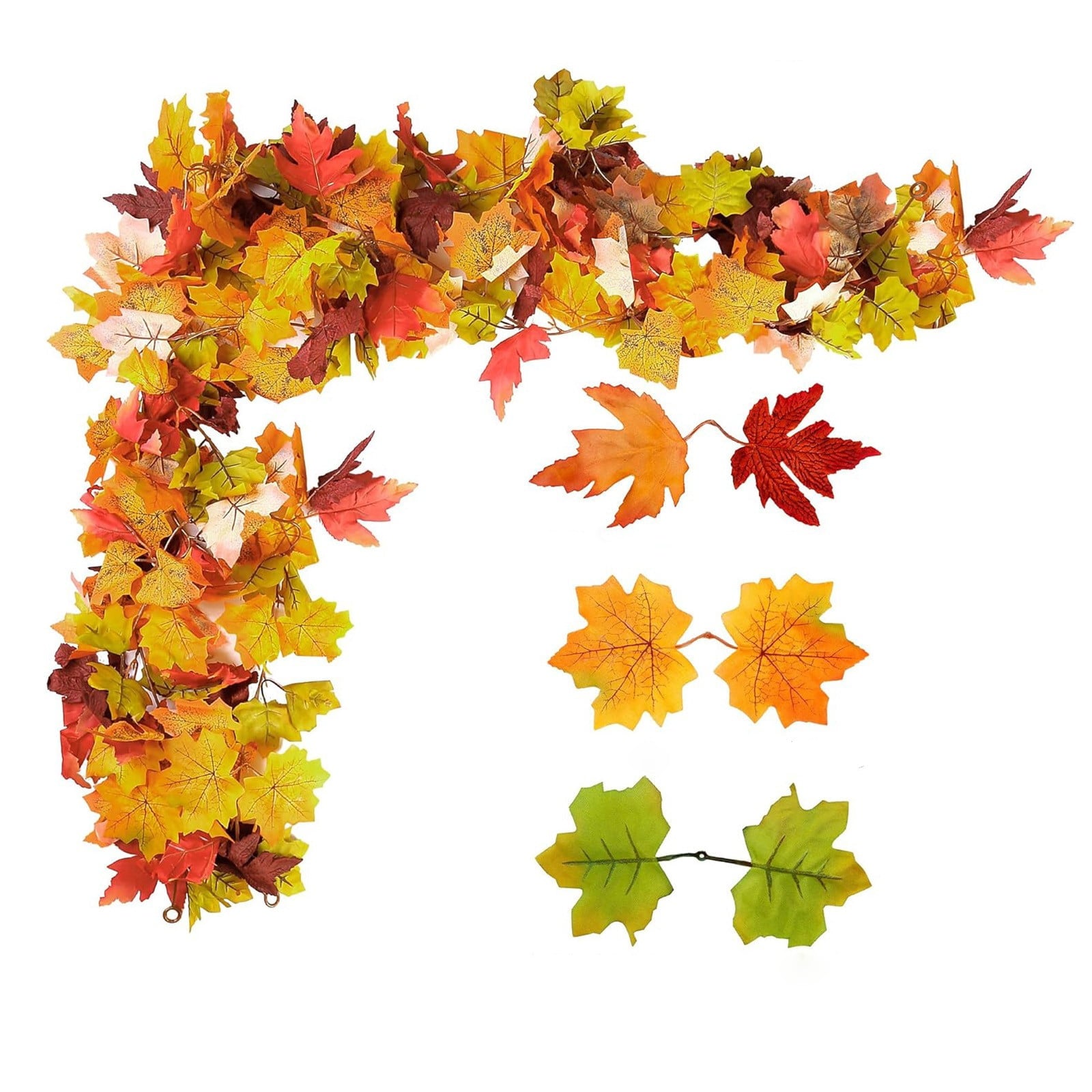 WKSCLPAI Halloween Maple Leaf Garland, Fall Vine Wreaths for Autumn Festivities Decor,Seasonal Garlands for Home,Halloween & Fall Decorations