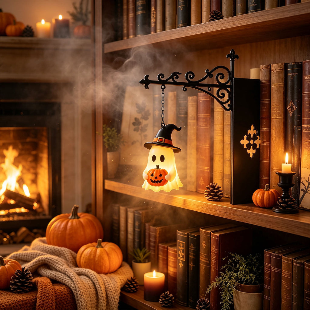 Nkmbld Halloween Bookshelf Lamp, Vintage Library Lantern Decorative Bookshelf Lighting, Hanging Ghost Lantern Book Shelf Light, Halloween Decorations Indoor