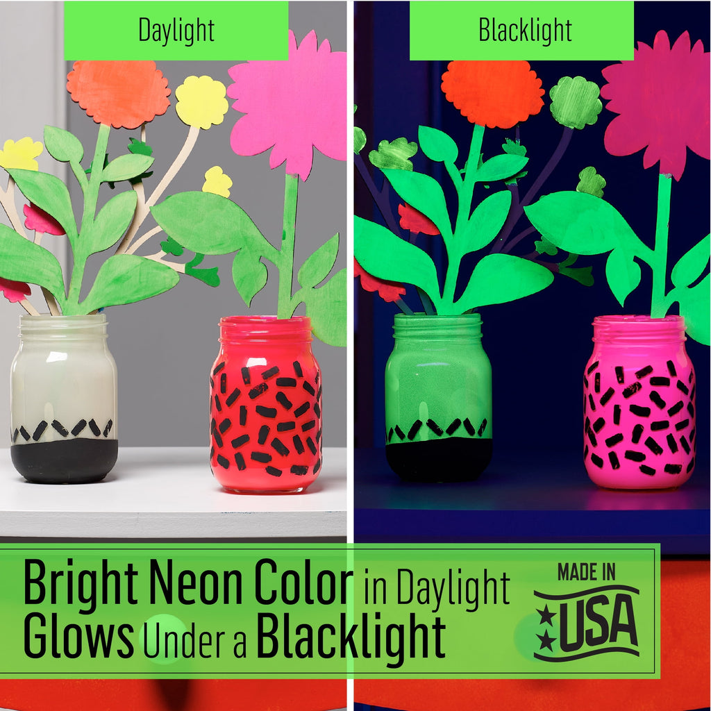 FolkArt Neon Blacklight Acrylic Craft Paint, Matte Finish, Pink, 2 fl oz