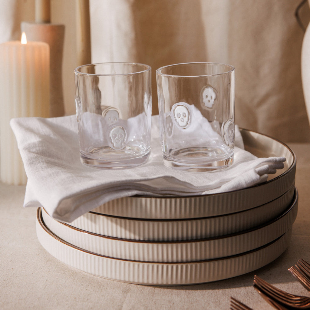 Thyme & Table 12 fl oz White Pumpkin Charm Glass Set, Pack of 2