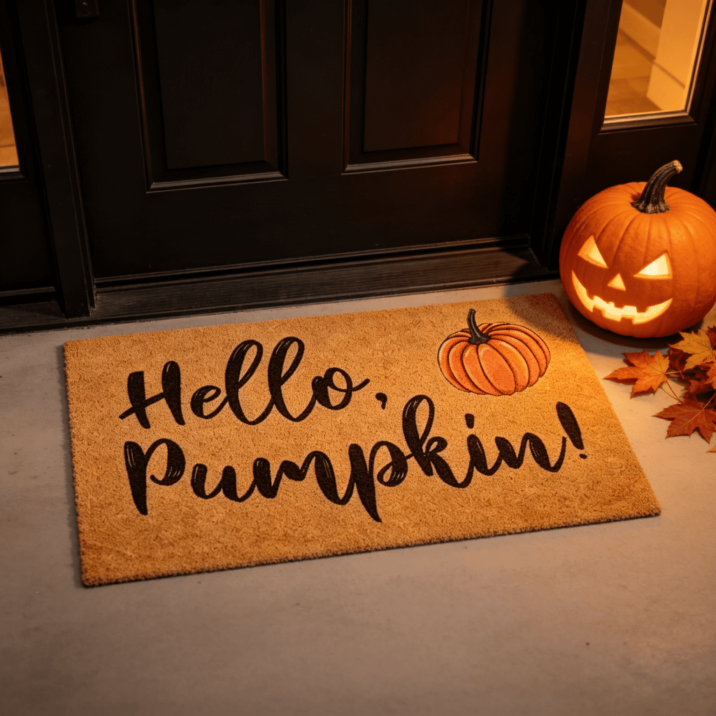 Halloween Pumpkin Welcome Door Mat, Funny Durable Non Slip Decorative Rugs for Bathroom Bedroom Kitchen Front Door