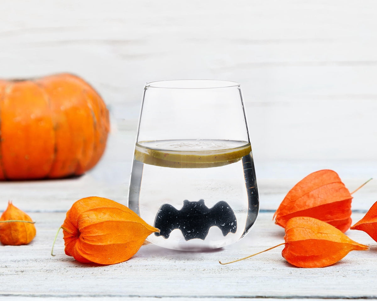 Way To Celebrate Halloween Stemless Wine Glass with Bat, 16.5 oz