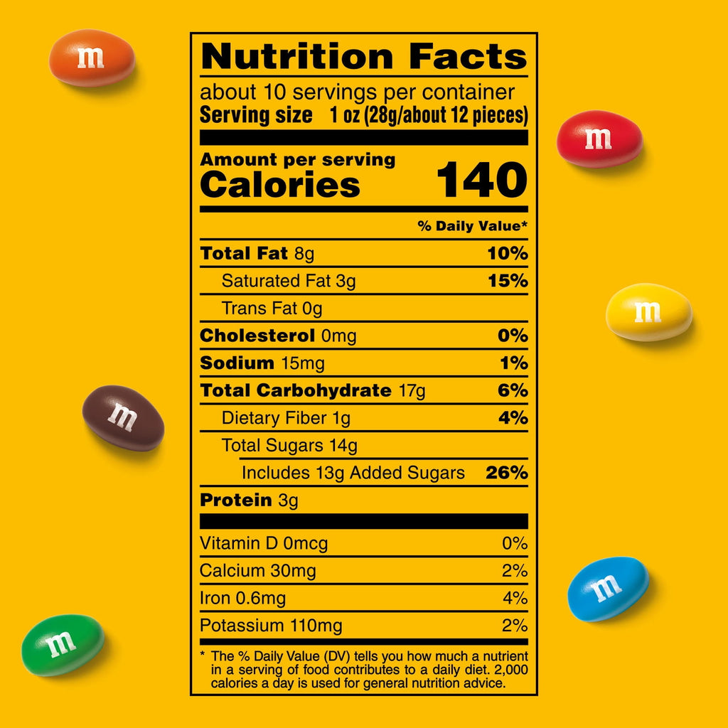 M&M's Peanut Milk Chocolate Candy, Family Size 18.08 oz Resealable Bulk Bag