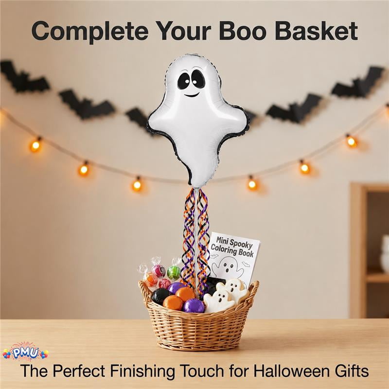 PMU Halloween Pre-Inflated Balloons "Whimsical Pumpkin" 9 Inch Air-Filled Pre-inflated with a Cup and a Stick (1/Pkg) Pkg/1