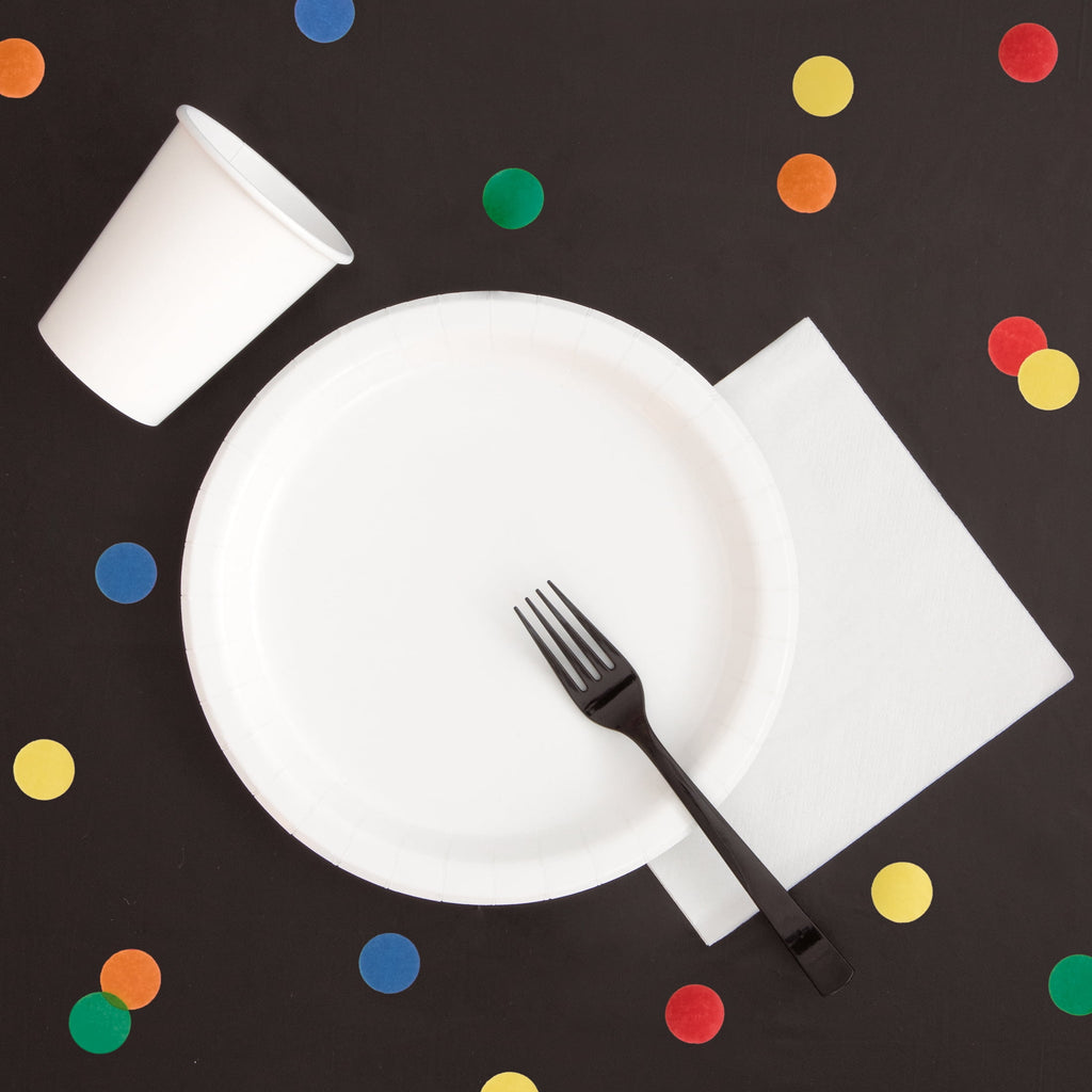 Way To Celebrate Round Plastic Table Cover, Black, 84 in, 1 Count