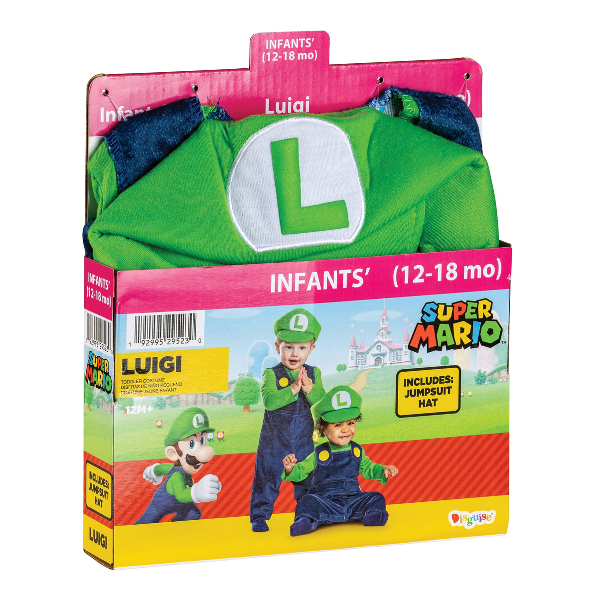Nintendo Super Mario Bros. Luigi Halloween Costume for Children, Infants Size 6-12M, by Disguise
