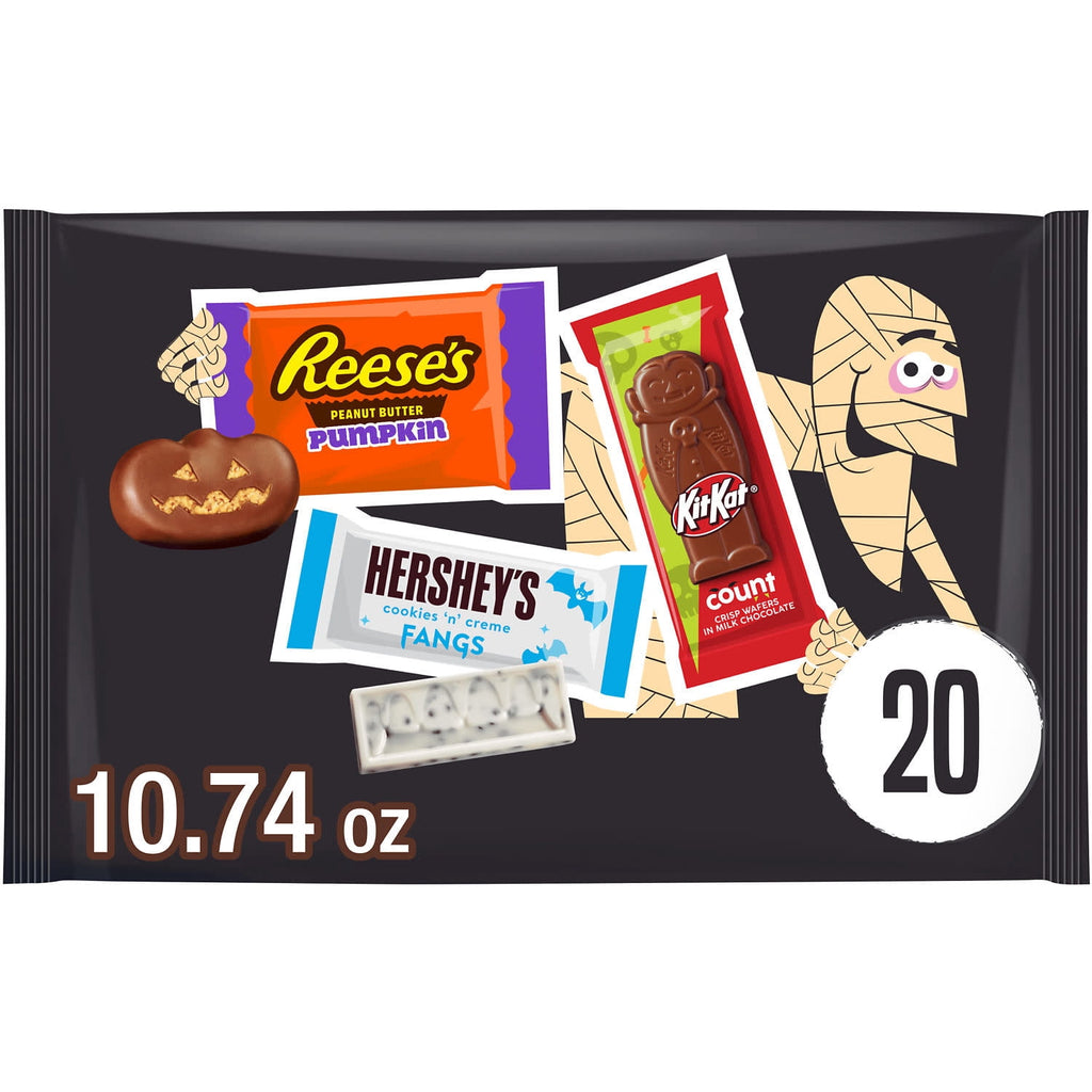 Hershey's, Kit Kat and Reese's Assorted, Halloween Candy Variety Bag, 10.74 oz (20 Pieces)