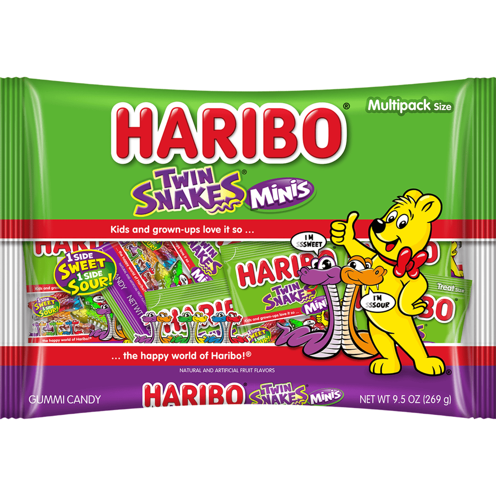 HARIBO Twin Snakes Minis Gummy Halloween Candy, Mini Pouches, 9.5oz Bag