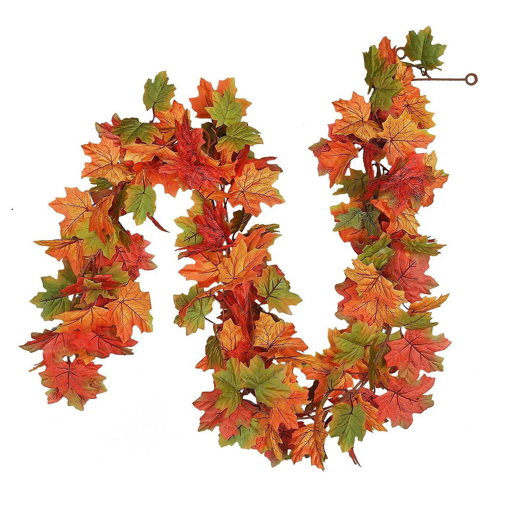 WKSCLPAI Halloween Maple Leaf Garland, Fall Vine Wreaths for Autumn Festivities Decor,Seasonal Garlands for Home,Halloween & Fall Decorations