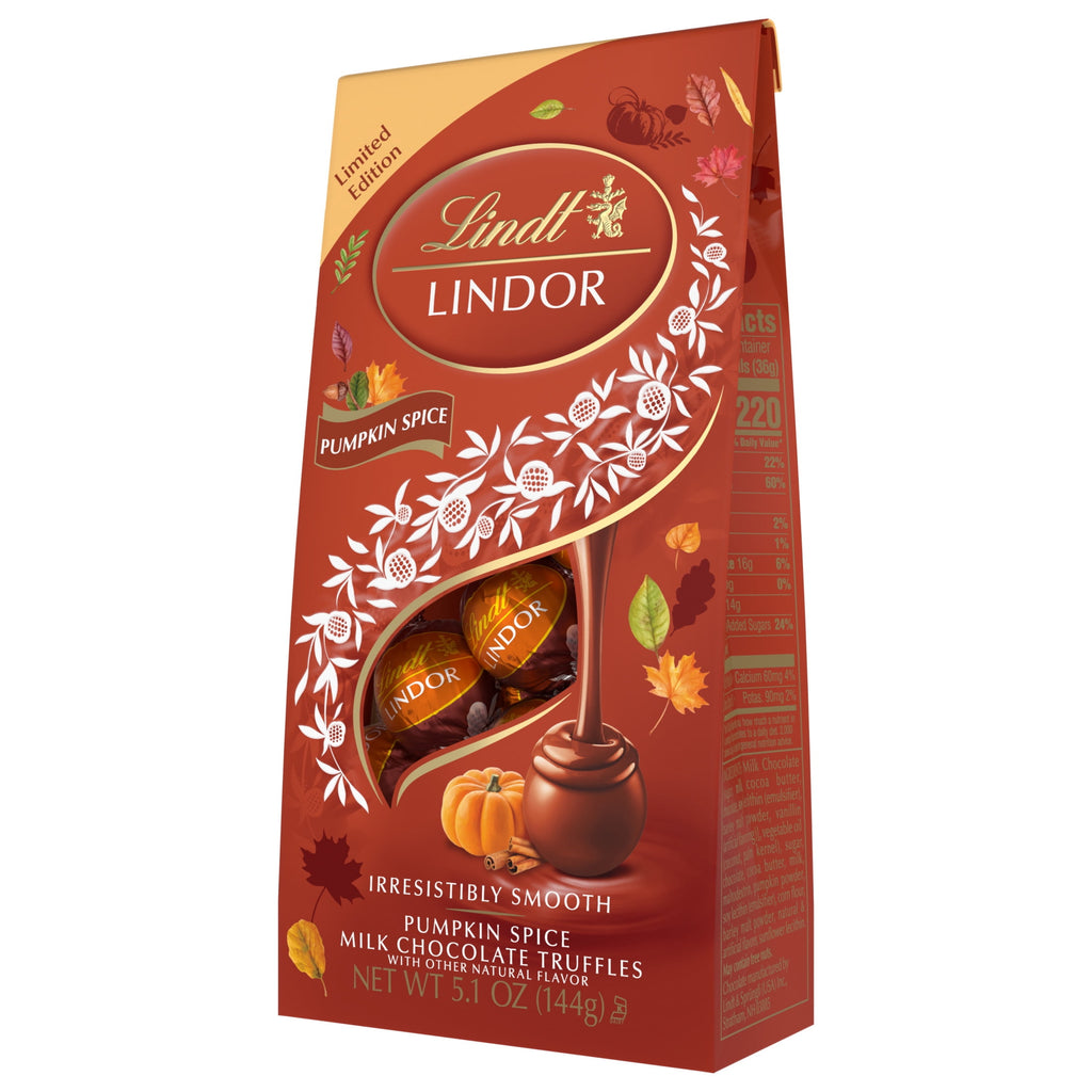 Lindt LINDOR Fall Pumpkin Spice Milk Chocolate Candy Truffles, 5.1 oz. Bag