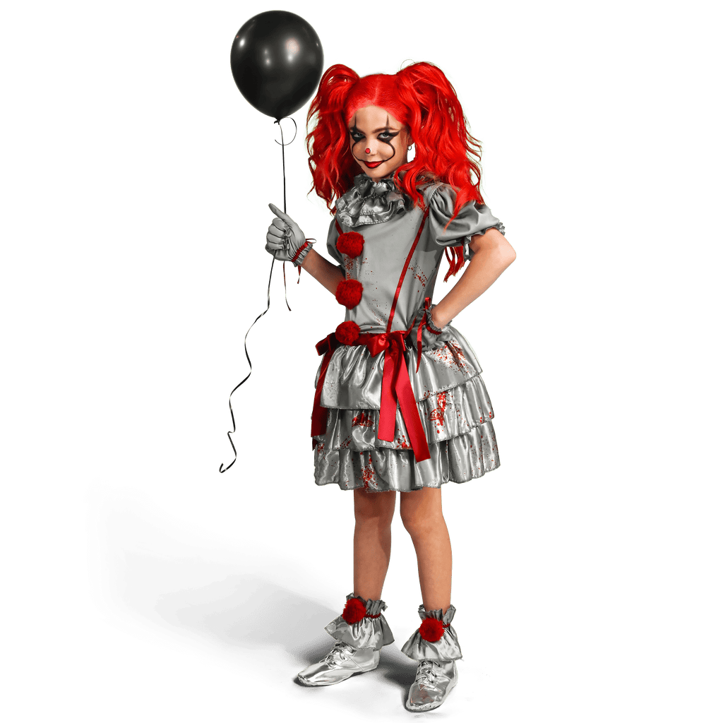 Joyfy Girls Clown Costume, Evil Clown Dress, Halloween Scary Jester Costume for Girls Halloween Dress Up, Fancy Dress Cosplay Party