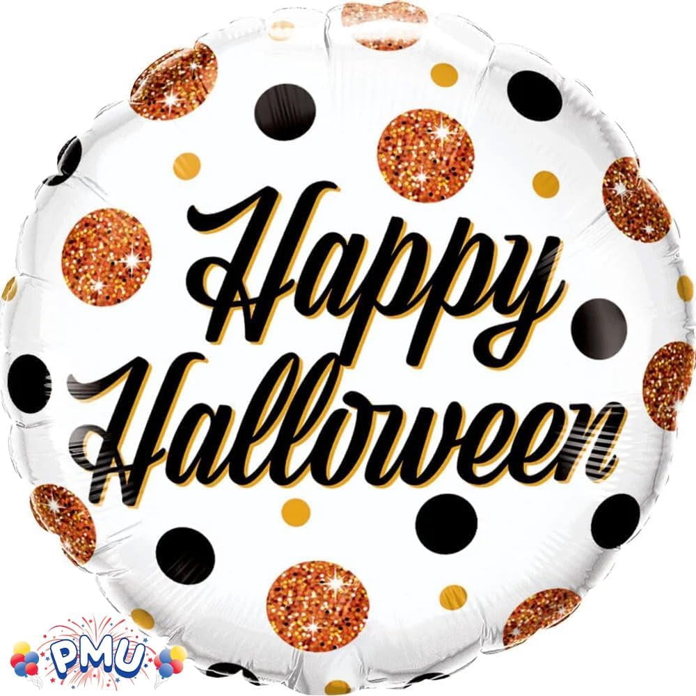 PMU Halloween Party Decoration "Happy Halloween" Jack Faces Aglow 18 Inch Mylar-Foil Balloon (1pkg) Pkg/1