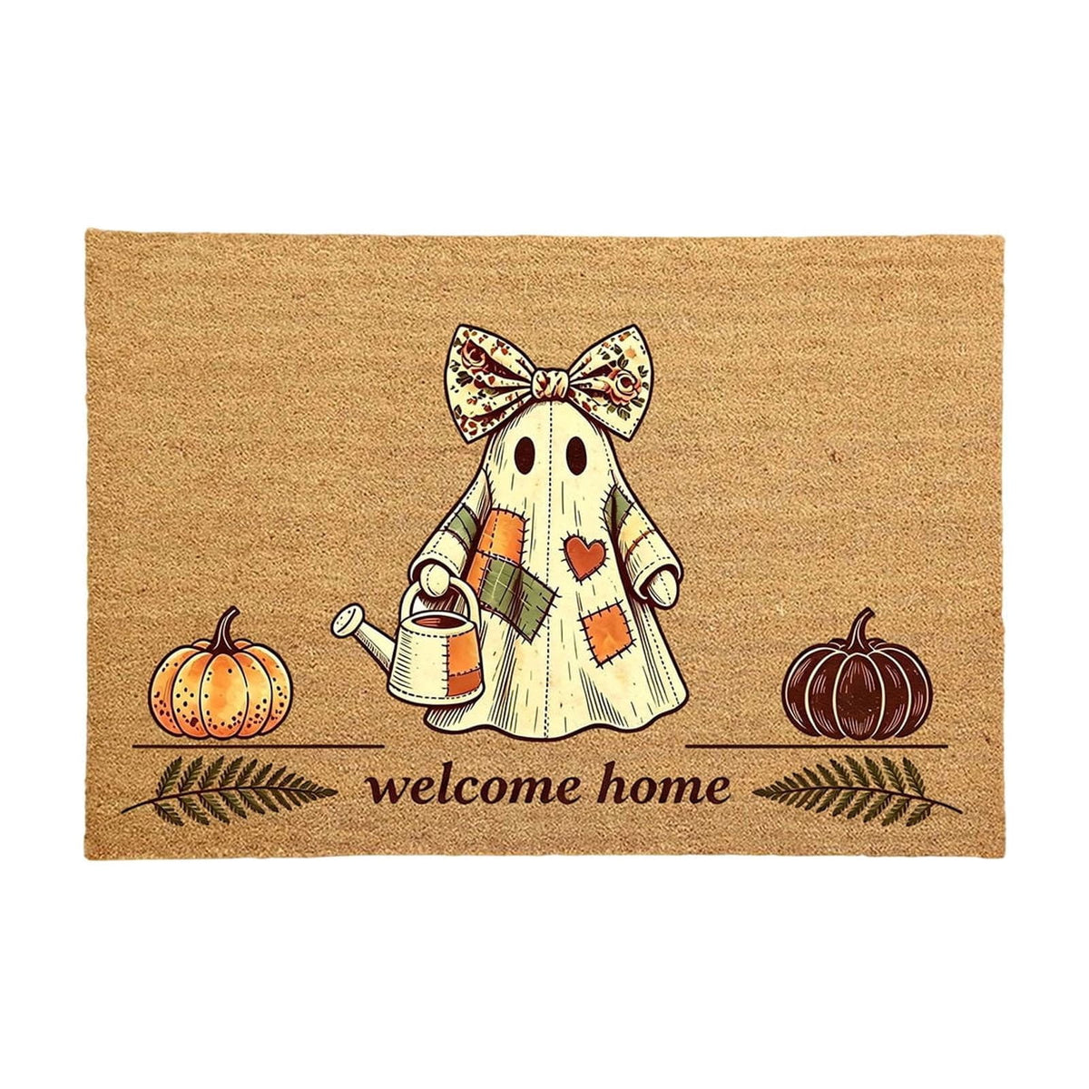 Halloween Doormat Vintage Retro Style Mat 23.6x15.7in Secure-Grip Absorbent Coir Look Entryway Rug for Front Porch Indoor Outdoor Decor by OVFUIZ